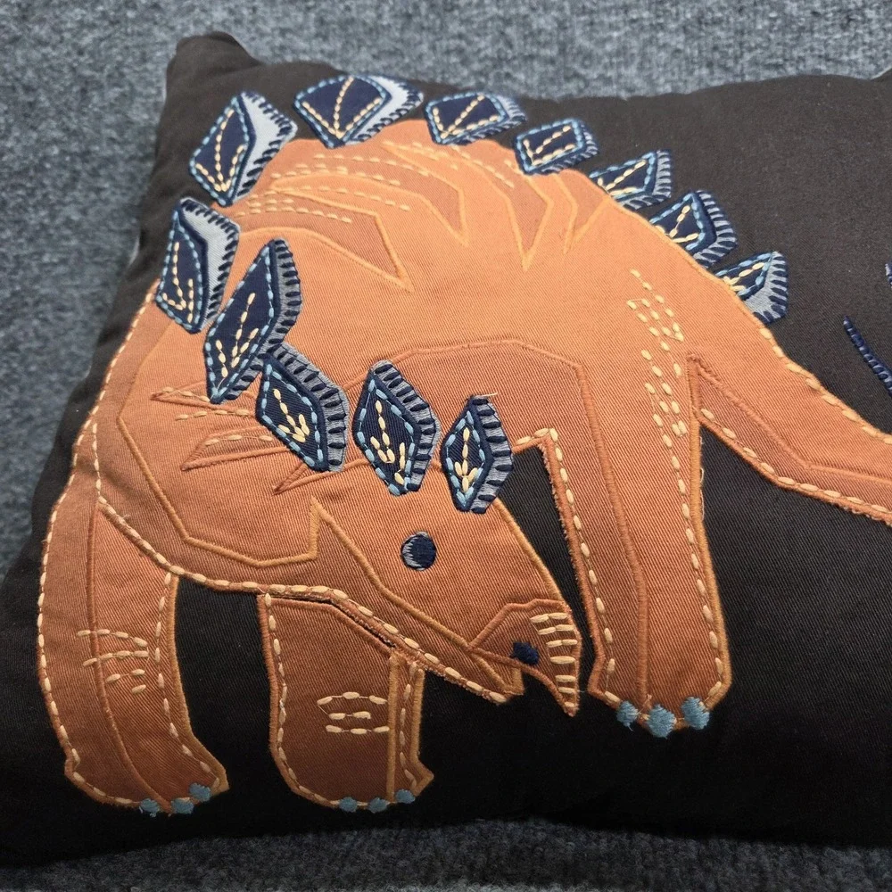 Pottery Barn Kids‎ Dinosaur Decorative Pillow 16x16 Embroidered